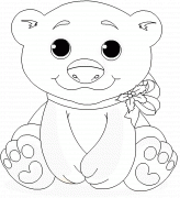 A cute polar bear with Christmas bow - coloring page n° 248