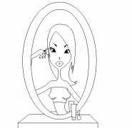 Girl does make-up by the mirror - coloring page n° 254