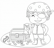 Pirate with treasure chest - coloring page n° 255