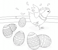 Chicken with easter colorful eggs - coloring page n° 270