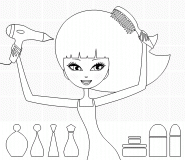 Pretty girl using hairdryer  - coloring page n° 296