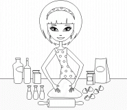 A woman prepares some dough - coloring page n° 306