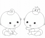 Two babies - coloring page n° 309