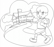 A boy going to School - coloring page n° 318