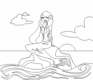A beautiful mermaid sitting on a rock - coloring page n° 327