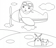 Child in Plane - coloring page n° 328