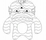 Sea monster with three eyes  - coloring page n° 330