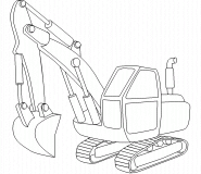 Excavator with mono boom - coloring page n° 335