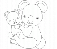 Koala baby with his mother - coloring page n° 336