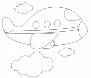 Airplane Flying Through Blue Sky And Clouds - coloring page n° 356