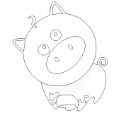 Cute Happy Pink Pig In Mud - coloring page n° 358