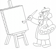 An artist, just starting a new painting - coloring page n° 367