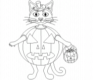 Black Cat all Dressed up as a Pumpkin - coloring page n° 375