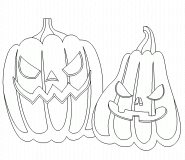 Two Halloween Pumpkins - coloring page n° 400