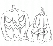 Two Halloween Pumpkins - coloring page n° 400