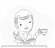 Pretty girl relaxing with a cup of coffee - coloring page n° 402
