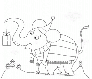 Elephant Holding a Christmas Present - coloring page n° 415