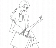 Girl with shopping bags - coloring page n° 433