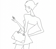 Fashion girl with a handbag  - coloring page n° 436
