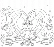 Cute and Funny Love Rabbit - coloring page n° 439