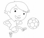 Kid playing soccer - coloring page n° 446