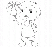 Kid spinning Basketball on his index Finger - coloring page n° 448