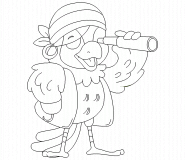 Pirate Parrot looking through Spyglass - coloring page n° 468
