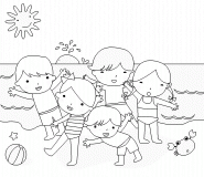 Group of teenage Friends at the Beach - coloring page n° 469