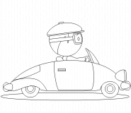 Driver in a nice red car - coloring page n° 489