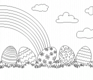 Five Easter Eggs in Grass - coloring page n° 491