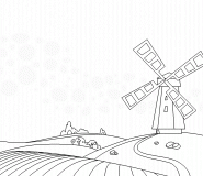 Landscape with a windmill - coloring page n° 495