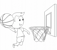 Young Basketball Player Making a Slam Dunk - coloring page n° 497