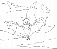 Bat flying in a purple sky - coloring page n° 504