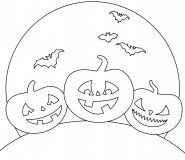 Halloween Pumpkins under the moonlight - coloring page n° 510