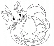 Black Cat lying on the Halloween Pumpkin - coloring page n° 513