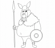 Viking Warrior holding Spear and Shield - coloring page n° 516