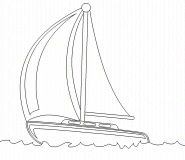 A sailing boat over the blue waves - coloring page n° 520
