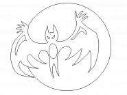 A bat flying in front of a full moon - coloring page n° 53