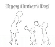 Children giving Gift to Mom on Mother's Day - coloring page n° 556