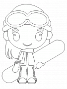 Ashley with snowboard - coloring page n° 56