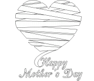 Happy Mother's Day (red ribbon heart) - coloring page n° 560