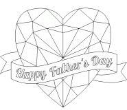 Happy Father's Day (3D Red Ruby Heart) - coloring page n° 562