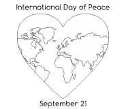 Planet Earth in the shape of a heart - coloring page n° 586