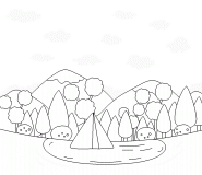 Autumnal landscape with a Tent - coloring page n° 589