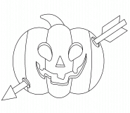 Halloween Pumpkin pierced by an arrow - coloring page n° 592