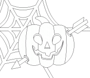 Halloween Pumpkin on Spider Web  - coloring page n° 593