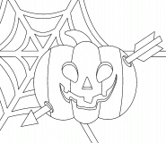 Halloween Pumpkin on Spider Web  - coloring page n° 593