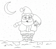 Santa Claus stuck on a chimney - coloring page n° 60