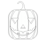 A pumpkin with 2 angry triangular eyes - coloring page n° 600
