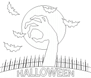 Zombie hand emerging from a Cemetery - coloring page n° 609